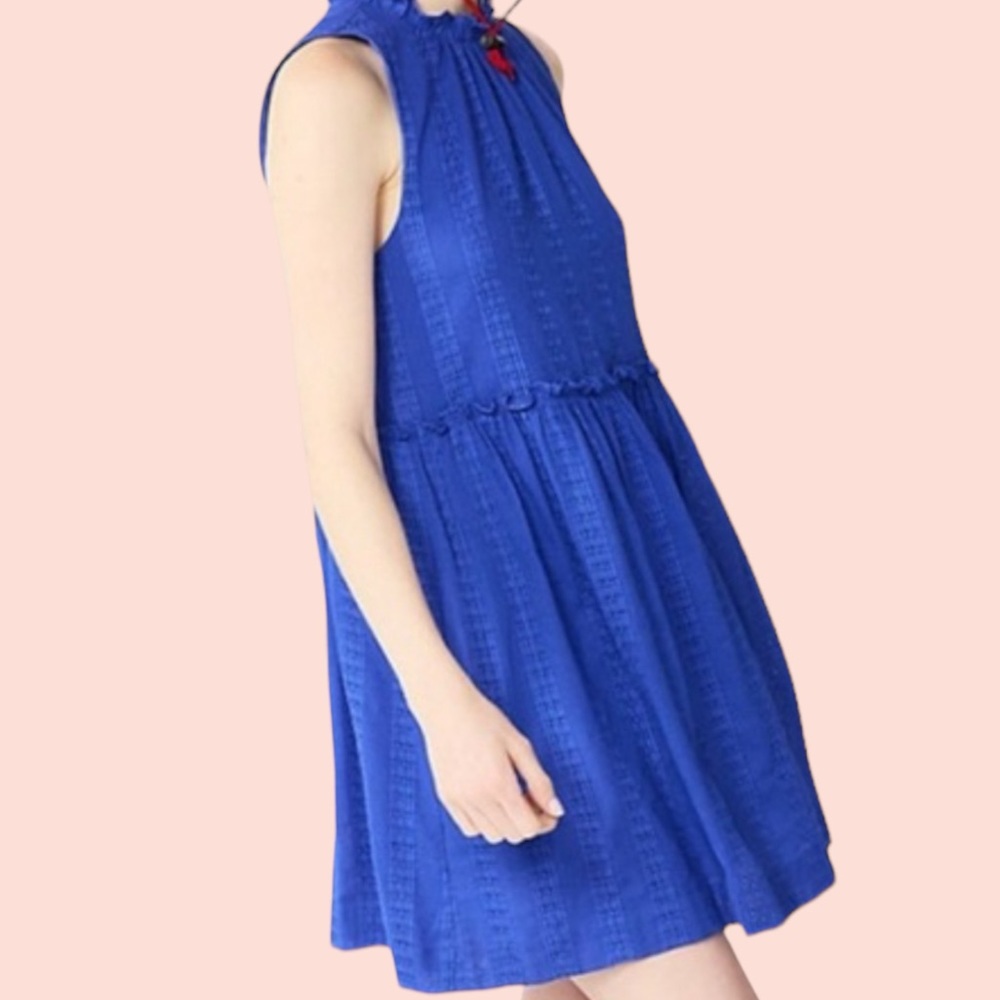 Draper James RSVP Cobalt Blue Textured Cotton Sleeveless Dress XS
